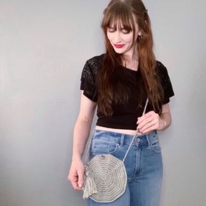 Cute Crocheted Small Silver Circle Crossbody Purse!✨